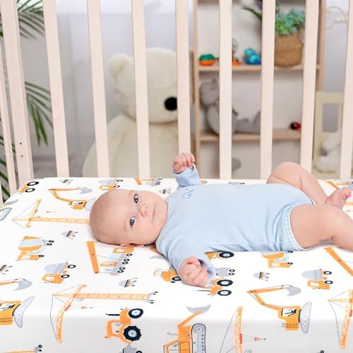JISEN Soft Breathable Crib Sheet for Boys Girls 52x28 Inch