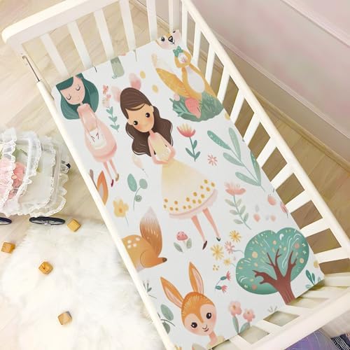 Wajiw Cute Princess Crib Sheets for Girls and Boys
