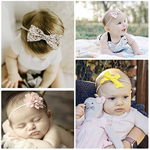 AQOKKA Baby Girl Headbands with Bows Soft Nylon Hairbands