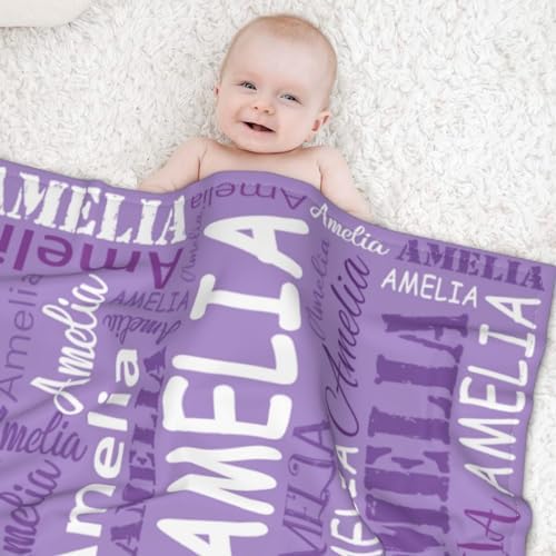 Custom Baby Blanket with Name for Kids Girls Boys