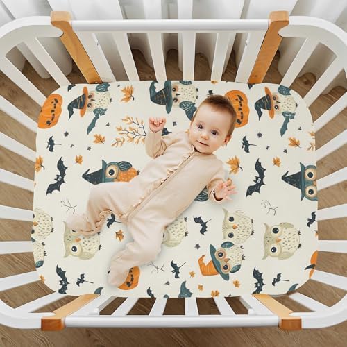 Qilmy Halloween Owls Fitted Crib Sheet for Baby