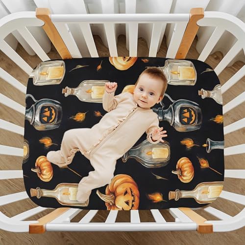 Qilmy Halloween Crib Sheet for Baby Soft and Breathable