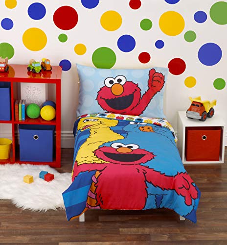 Sesame Street Best Friends 4 Piece Toddler Bed Set - Blue Red Yellow Green