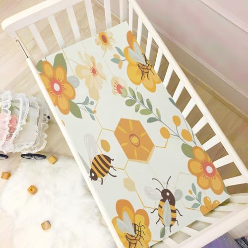 Wajiw Bees Crib Sheets for Girls and Boys