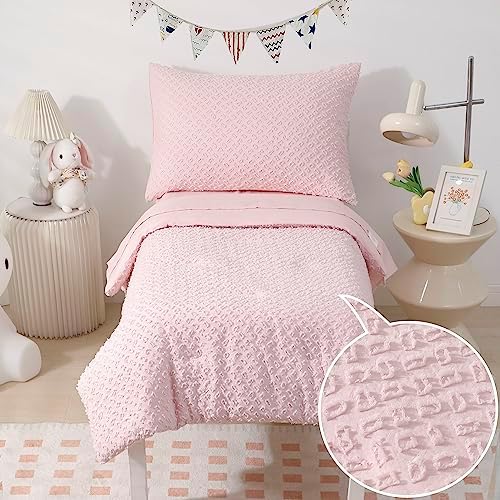 VIVILINEN Toddler Bedding Set for Girls 4-Piece