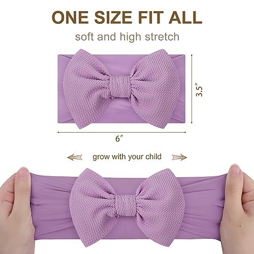ONENINEDREAM 6 Large Tied Bow Baby Headbands