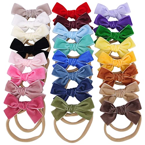 Velvet Bow Headbands 32 24 PCS for Baby Girls