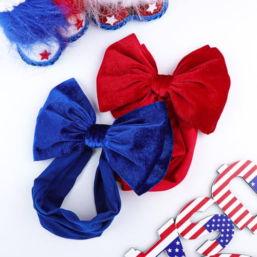 YanJie 4th of July Red Velvet Headband for Baby Girls