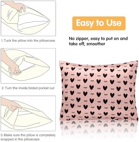 Winmany 2 Pack Toddler Pillow Cases Pink Heart