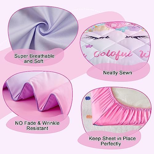 Wowelife Unicorn Toddler Bedding Set for Girls 4-Piece