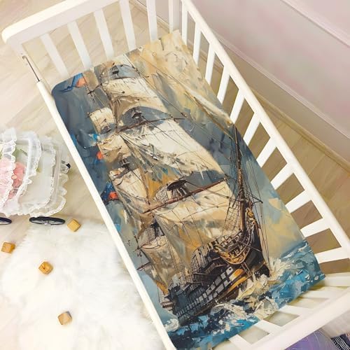 Wajiw Sailing Ship Crib Sheets for Girls and Boys