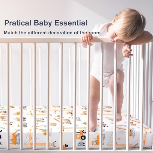 JISEN Soft Breathable Crib Sheet for Boys Girls 52x28 Inch
