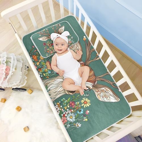 Cooling Cartoon Deer Baby Mattress Protector 28 x 52 Reusable
