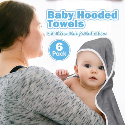 Orighty 6 Pack Baby Hooded Towel 30x30 Inch