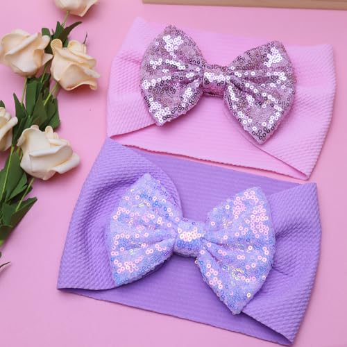 HELYKAKA 7 Sequin Bow Hairband for Baby Girls