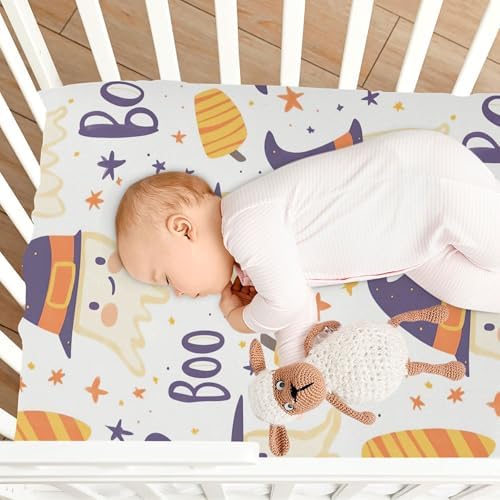 Qilmy Halloween Ghosts Fitted Crib Sheet for Girls and Boys