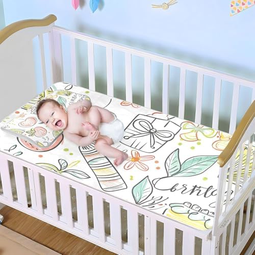 Cooling Baby Mattress Pad with Doodle Drawings 28x52