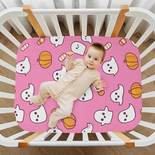 Qilmy Cute Ghosts Fitted Crib Sheet for Baby Soft and Breathable