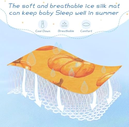 Orange Pumpkin Cooling Baby Mattress Cover 28x52