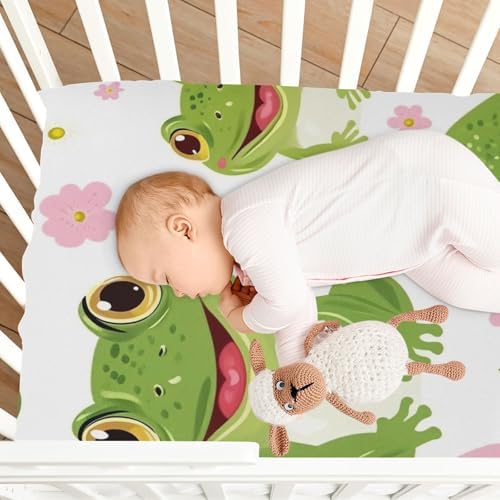 Wajiw Frogs Crib Sheets Soft Breathable Fitted Bedding