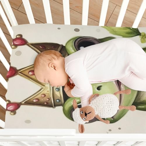 Wajiw Frog Crib Sheets Soft Breathable Fitted 28x52In