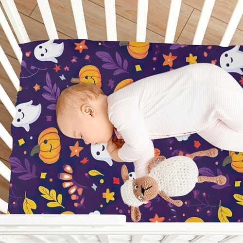 Qilmy Cute Pumpkins Crib Sheet for Baby Soft and Breathable