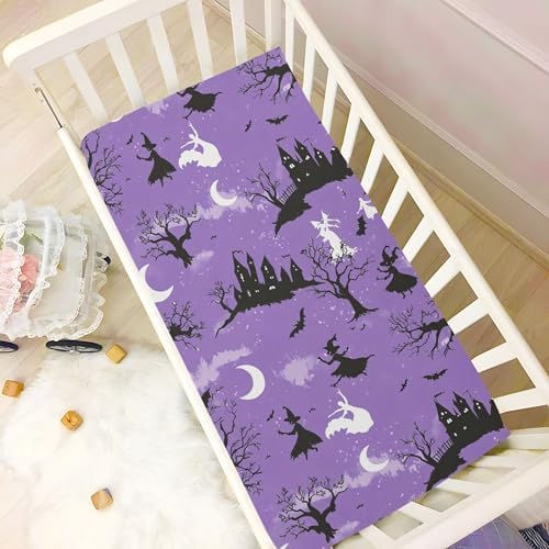 Qilmy Flying Witches Crib Sheet for Baby Soft and Breathable
