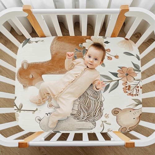 Wajiw Forest Animals Crib Sheets for Girls and Boys 1