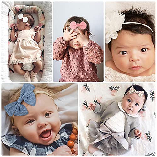 AQOKKA Baby Girl Headbands with Bows Soft Nylon Hairbands
