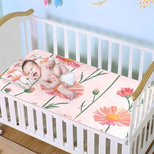 Cooling Calendula Pink Baby Mattress Pad 28x52