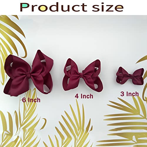 6PCS Orange Grosgrain Hair Bows with Alligator Clips for Girls