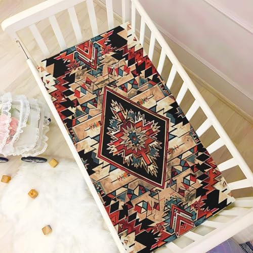 Wajiw Tribal Pattern Fitted Crib Sheet for Standard Mattress
