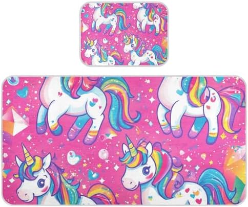 Cooling Rainbow Unicorn Baby Mattress Protector 28x52