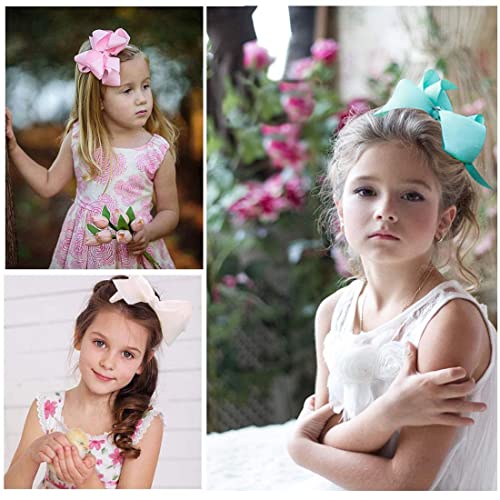 6PCS Orange Grosgrain Hair Bows with Alligator Clips for Girls
