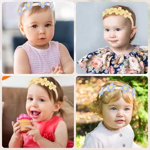 PEUTIER 12pcs Baby Flower Headbands with 12 Designs