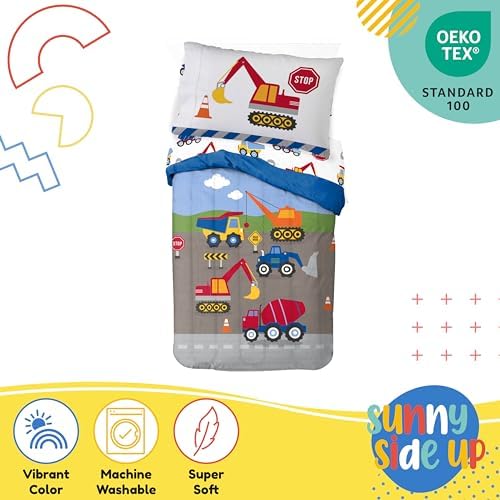 Sunny Side Up Construction Zone Toddler Comforter Set