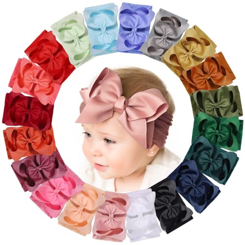 Doboi 20PCS Hair Bows Nylon Headbands for Babies and Kids