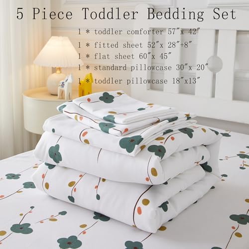 Mucalis Green Floral Toddler Bedding Set for Girls