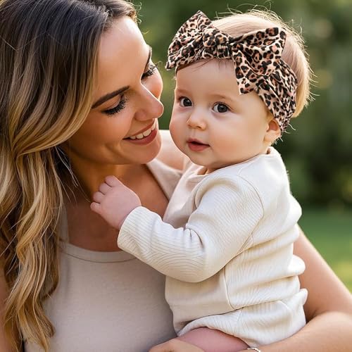 LemonSpace Leopard Camo Baby Headband with Bow