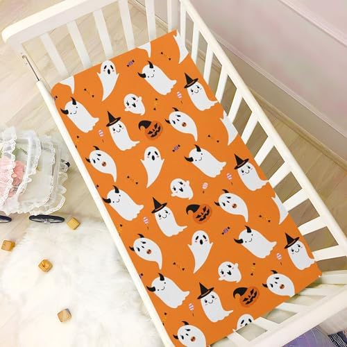 Qilmy Halloween Ghosts Fitted Crib Sheet for Baby Soft and Breathable