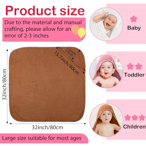 Peryiter 6 Pcs Hooded Muslin Baby Towels