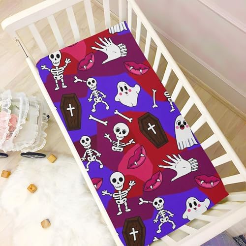 Qilmy Halloween Ghosts Crib Sheet Soft and Breathable for Baby