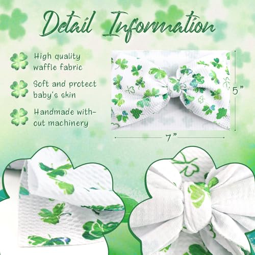 7 St Patricks Day Baby Bow Headband Green Shamrock
