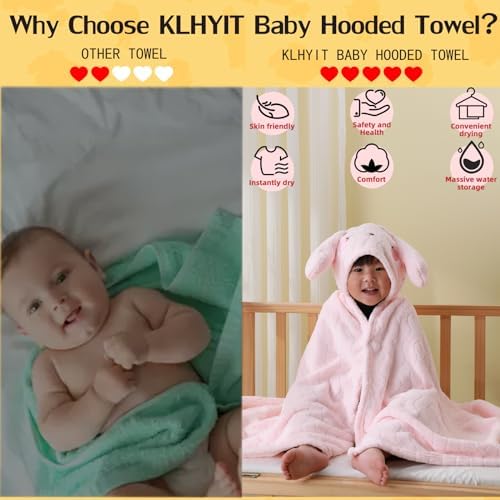 KLHYIT Toddler Hooded Towel 2-Pack Soft Bathrobe
