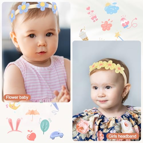 PEUTIER 12pcs Baby Flower Headbands with 12 Designs