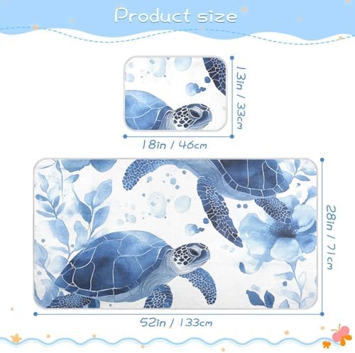 Blue Flower Cooling Baby Mattress Protector 28x52 Inch