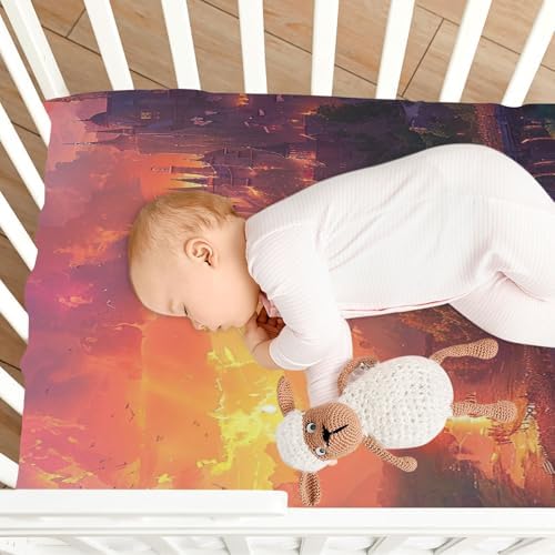 Wajiw Castle Crib Sheets Soft Breathable Fitted 28x52In 1