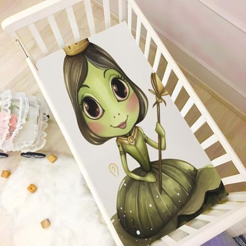 Wajiw Frog Crib Sheets Soft Breathable Fitted for Standard and Toddler Mattresses