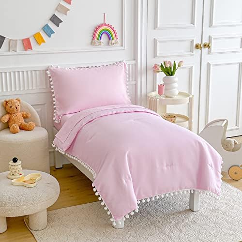 UOZZI BEDDING Toddler Bedding Set 4 Pieces Pink Boho