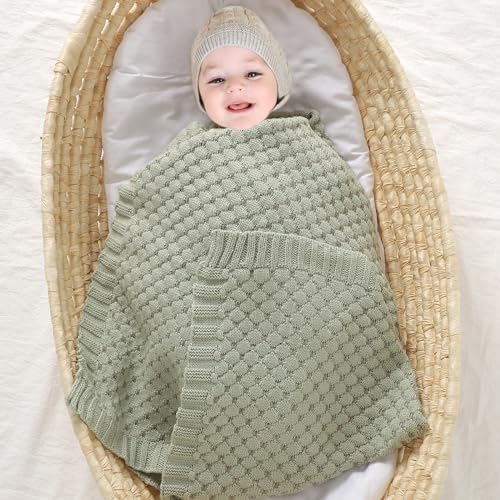 Mimixiong Baby Swaddling Blanket 40x30 Inch Sage Green
